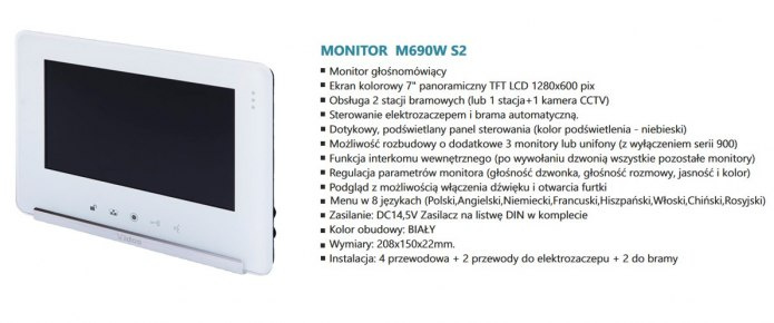 VIDOS M690WS2 – Monitor wideodomofonu